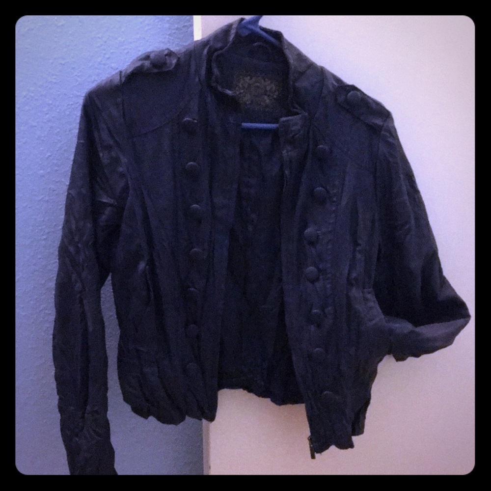 NWOT Dollhouse Dark Blue Leather Jacket - Size S